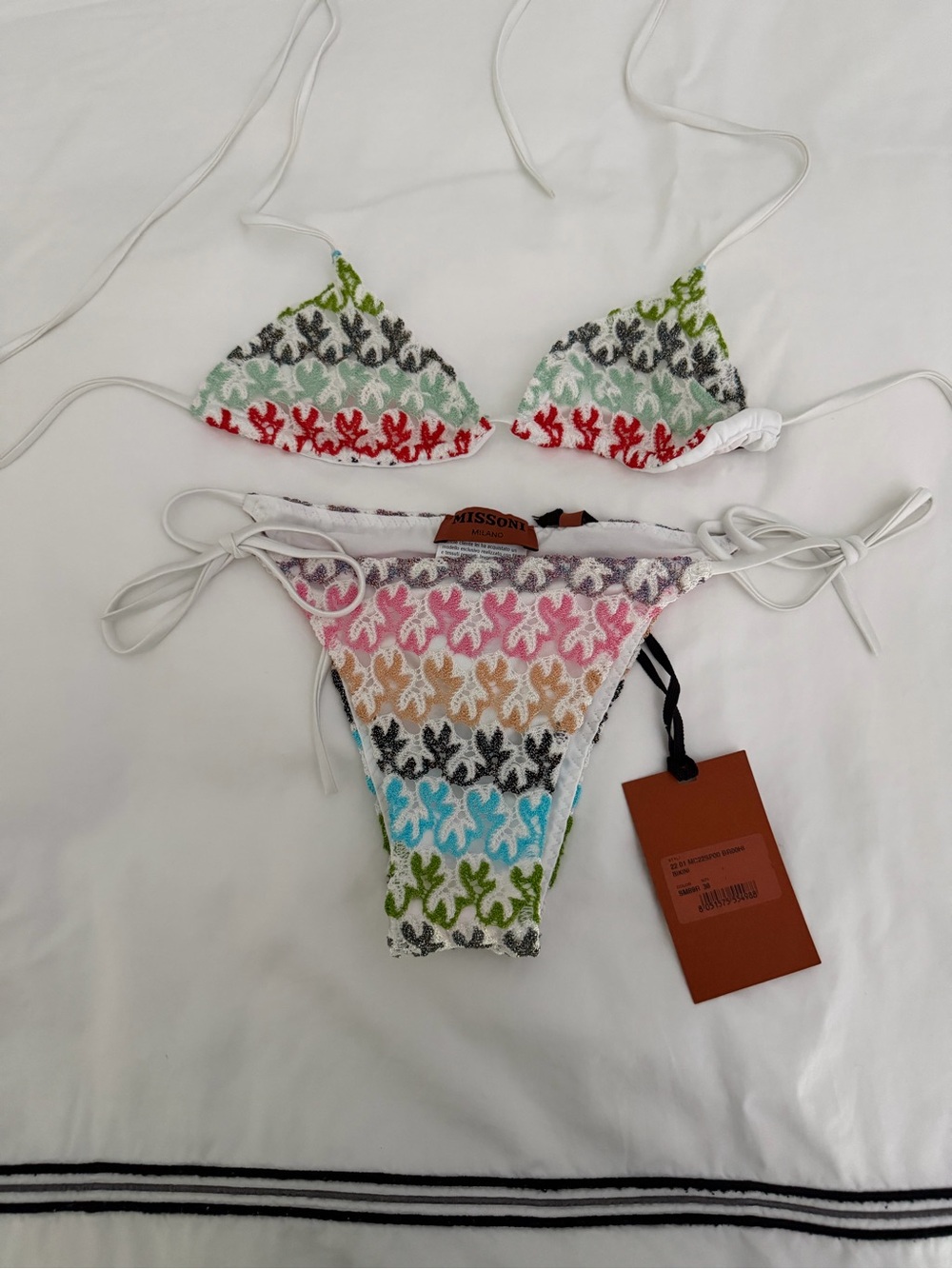 Missoni White Multicolor Crochet Tie-Side Bikini - Picture 2 of 2